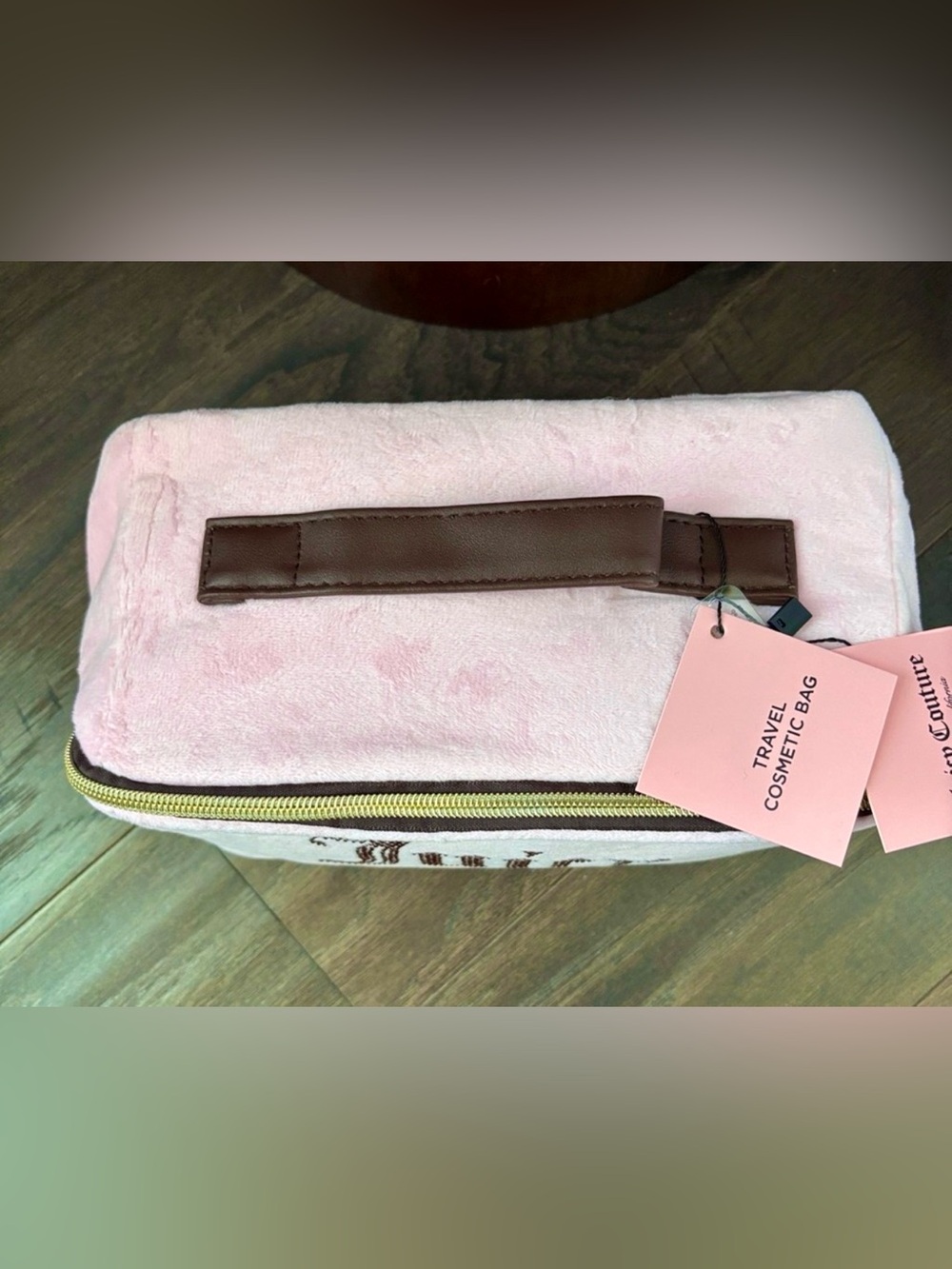 juicy Couture  Train Case,handle & zipper top,velvet feel,Juicy Rhinestone Logo - Picture 4 of 10